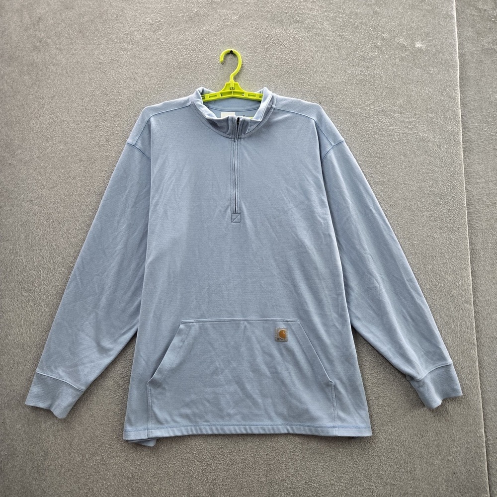 Carhartt Men Sweatshirt 4XL Light Blue Quarter Zip Thermal Relaxed